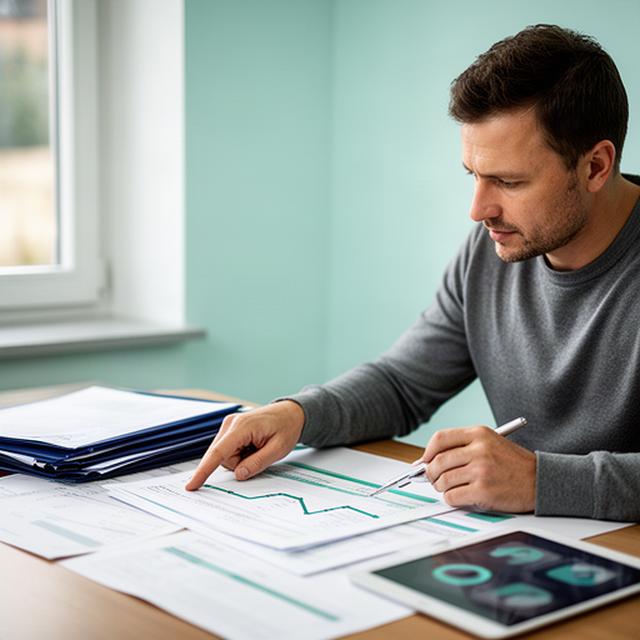 Burghart Hörleinseder bei der Analyse eines Pensionskontos in einem ruhigen Büro in Oberösterreich